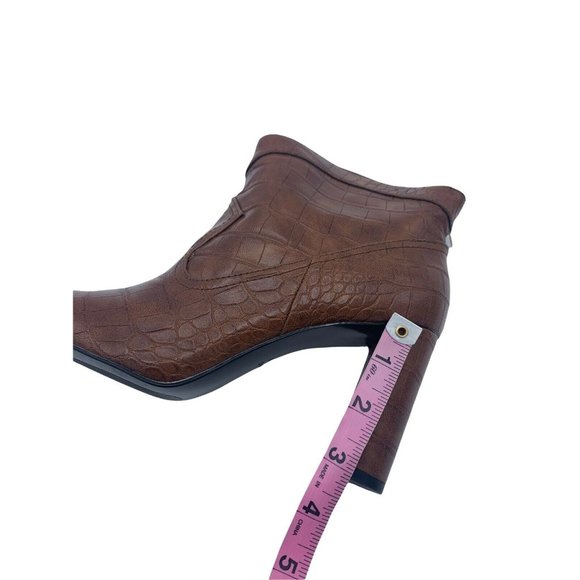 Mango Size 38 (US 7.5) Brown Faux Leather Pointed Toe Block Heel Booties - Picture 10 of 10